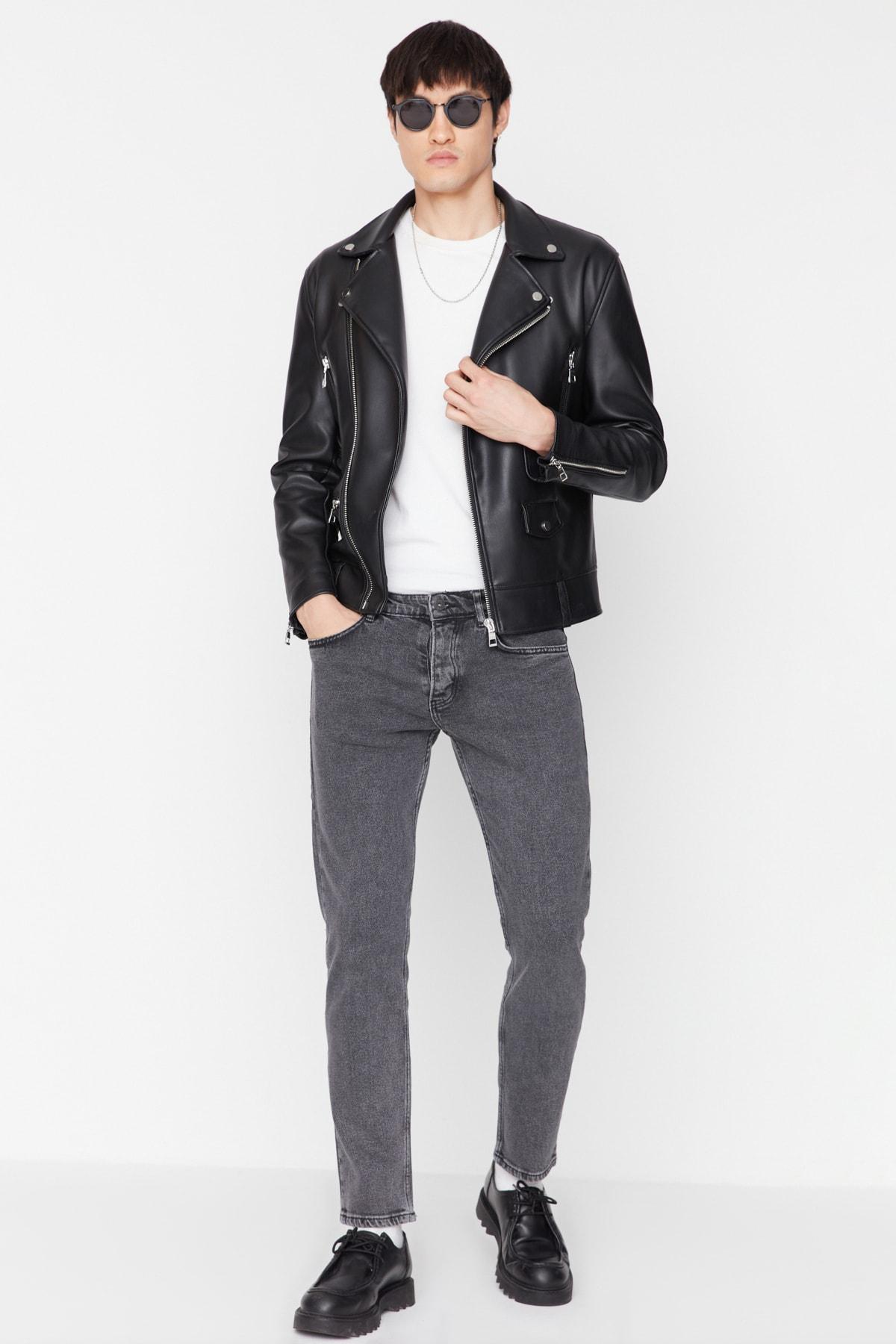

Мужские серые джинсы из гибкой ткани Slim Fit Джинсовые брюки TMNAW23JE00046..
