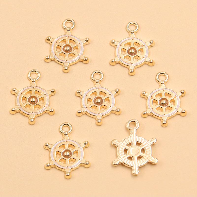 Nautical Series: 5 Alloy Enamel Pendants - Anchor, Lifebuoy, Sailboat for DIY Jewelry