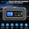 12V/24V 10A Automatyczna Ładowarka Akumulatora Samochodowego Mokry Suchy Kwasowo-Ołowiowy Litowy Wyświetlacz LCD Inteligentna do Ciężarówki Motocykla Ładowanie Test Akumulatora