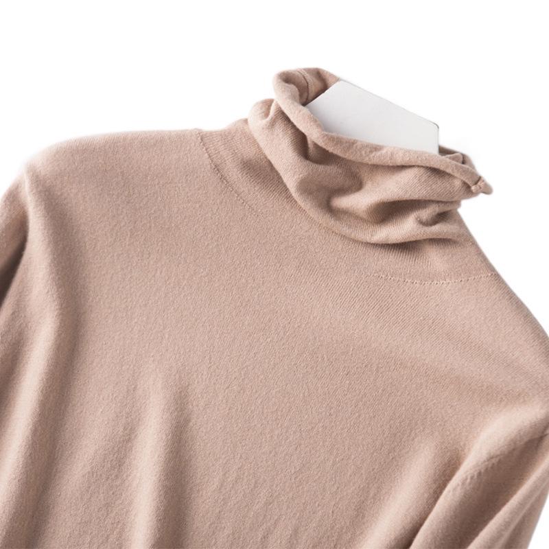 Women's Plus Size High Neck Turtleneck Pullover Sweater – Slim Fit, Thick, Pure Color, Autumn/Winter.