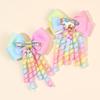 2Pcs Rainbow Unicorn Hair Clip Cute Curly Ribbon Tassel Magical Bow Hairpin For Kids Girls Party Daily Use Headwear Accessories