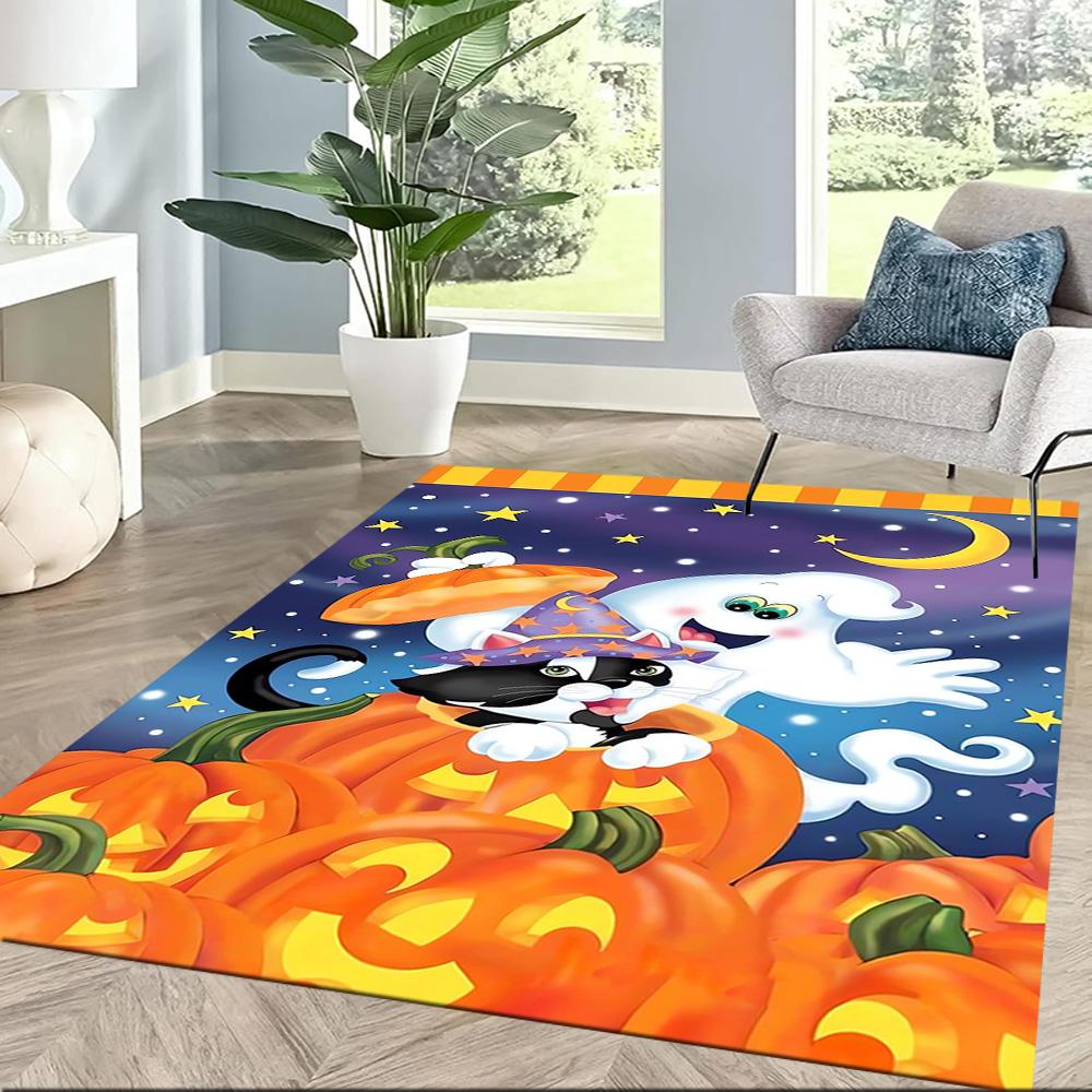 Sugar Skull Pumpkin Art Floor Mats for Living Room, Bedroom and Room Decoration Are Suitable for Gifts.