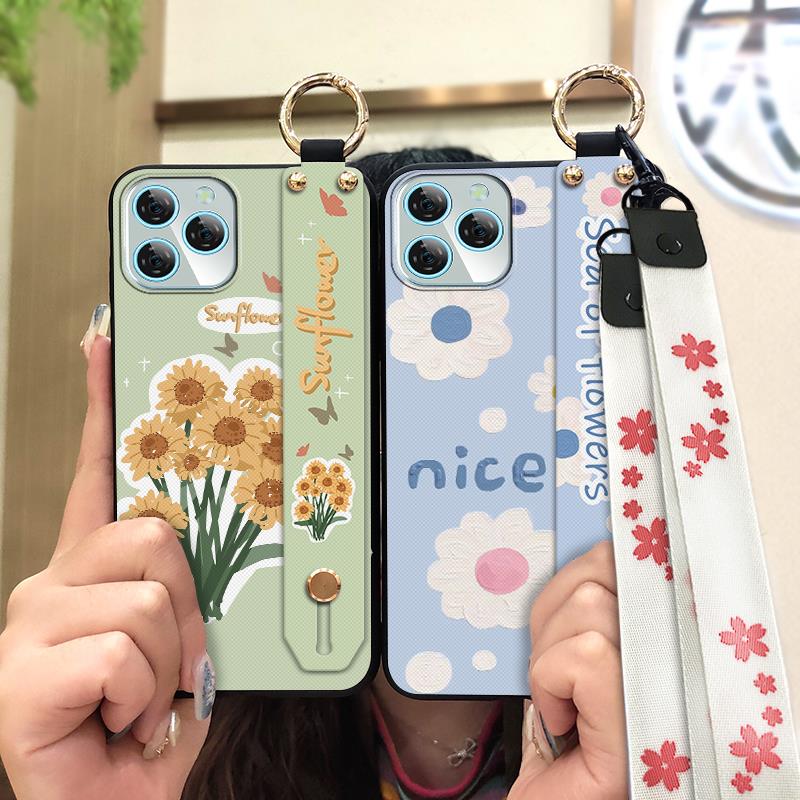 Soft case Oil Painting Phone Case For Blackview A95 Dirt-resistant Anti-dust Anti-knock Lanyard Flower Kickstand Durable