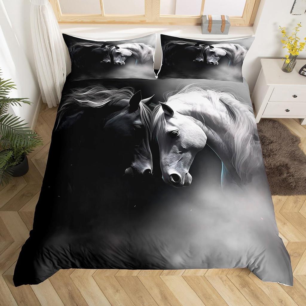 Horse Duvet Cover Sets For Kids Teens Comforter Covers Queen King Size Lightweight Down Room Decor 2 Pillowcases 1 Duvet Cover