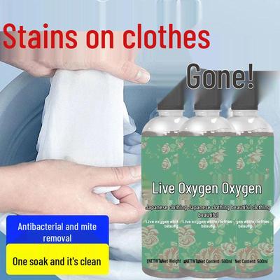 500ML No-Rub Deep Cleaning Bleach for White Clothes - Removes Yellow Stains with Hydrogen Peroxide