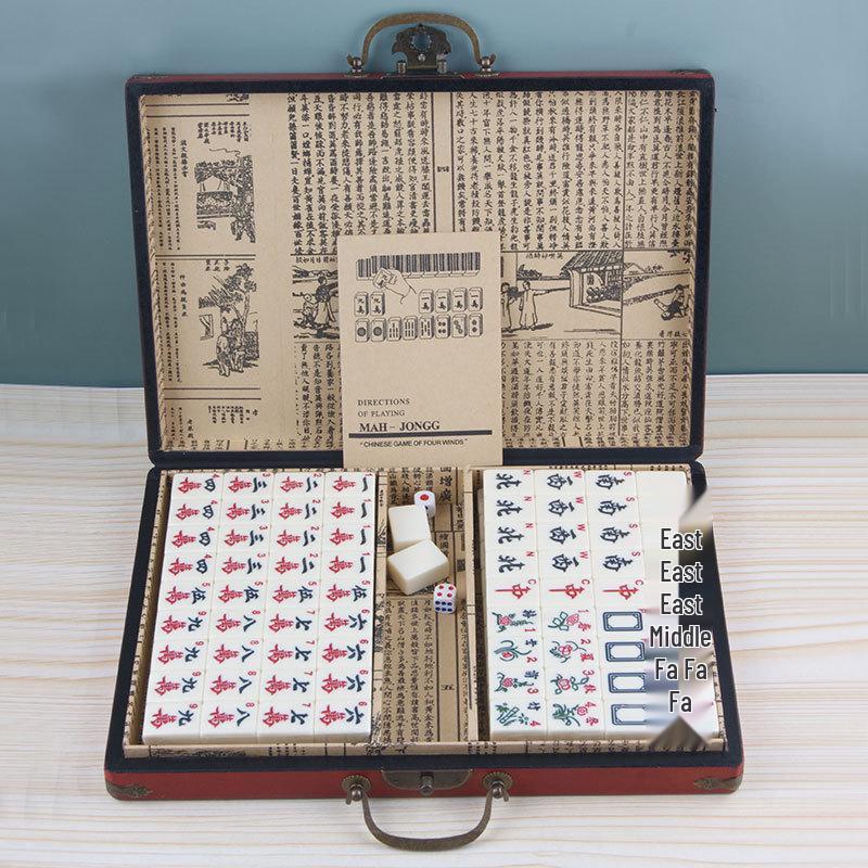 Antikes Mahjong-Set: Reisegröße bis Groß mit Lederbox und Geschenkhinweisen