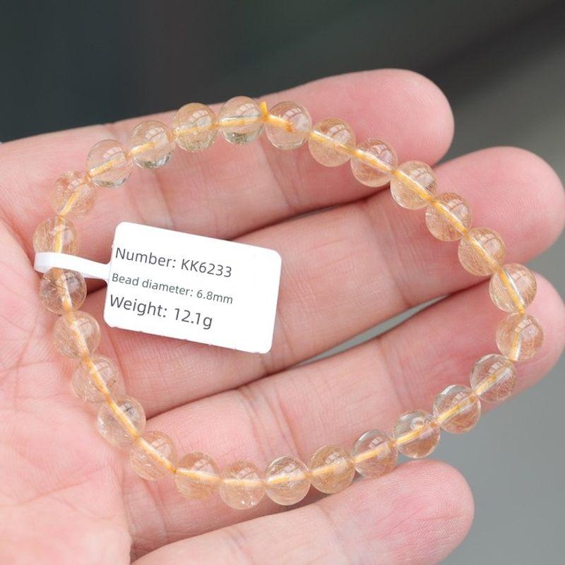 

Одна вещь одна картинка Бразилия Натуральный Орнамент Золотистый Рутиловый Кварц Браслет