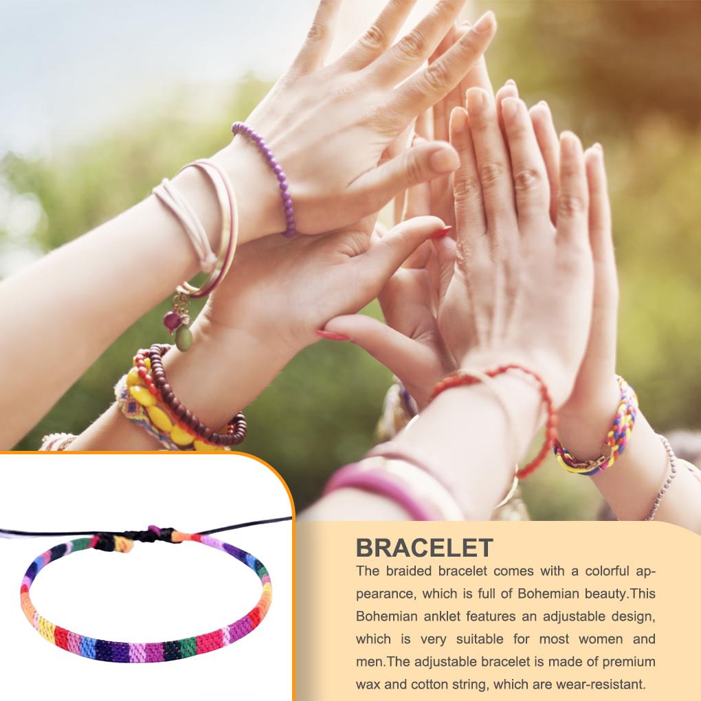 Bohemian Style Bracelets Adjustable Colorful Braided Boho Decor Bracelet Outdoor Handmade Anklet Wedding Accessories