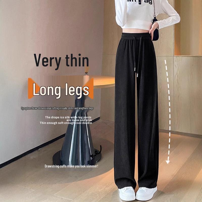 Petite Women's Light Luxury Floor-Length Trousers: Narrow to Wide-Leg, Draping Casual Style for Spring & Autumn 2025
