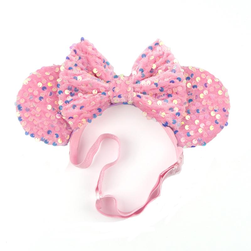 Disney 3,3" Minnie Mickey Ohr Elastische Stirnbänder Neugeborenen Mode Glitzer Verstellbares Haarband Baby DIY Haarschmuck Festival Reise