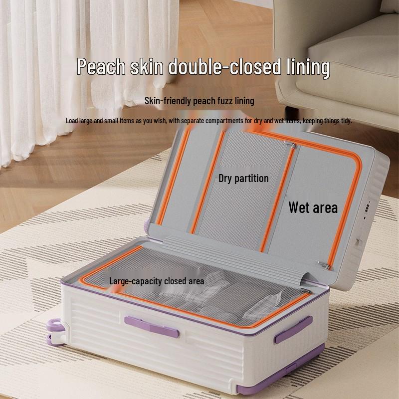 2025 Front-Opening Wide Pull Rod Carry-On Suitcase: Large Capacity, Durable PC Travel Case with Password