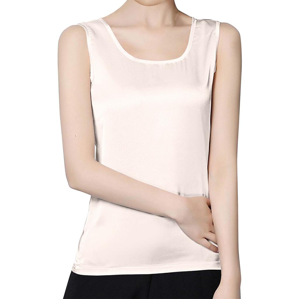 Dámská saténová tílka s výstřihem do U Ležérní košile Cami košilka bez rukávů Letní základní tílko