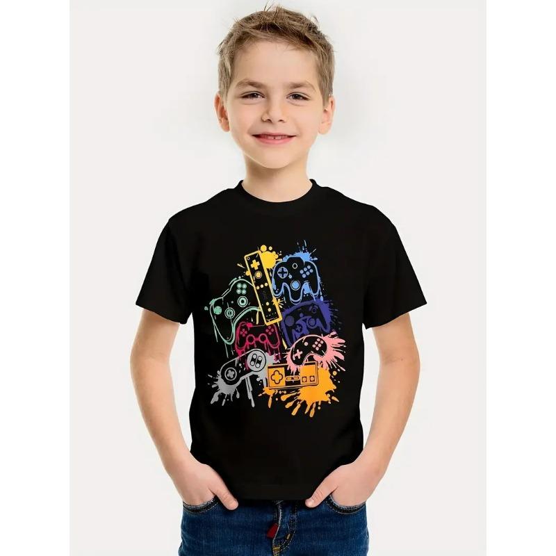 

Літні футболки з круглим вирізом з 3D принтом ігрової консолі, модні повсякденні дитячі футболки з коротким рукавом для хлопчиків 160