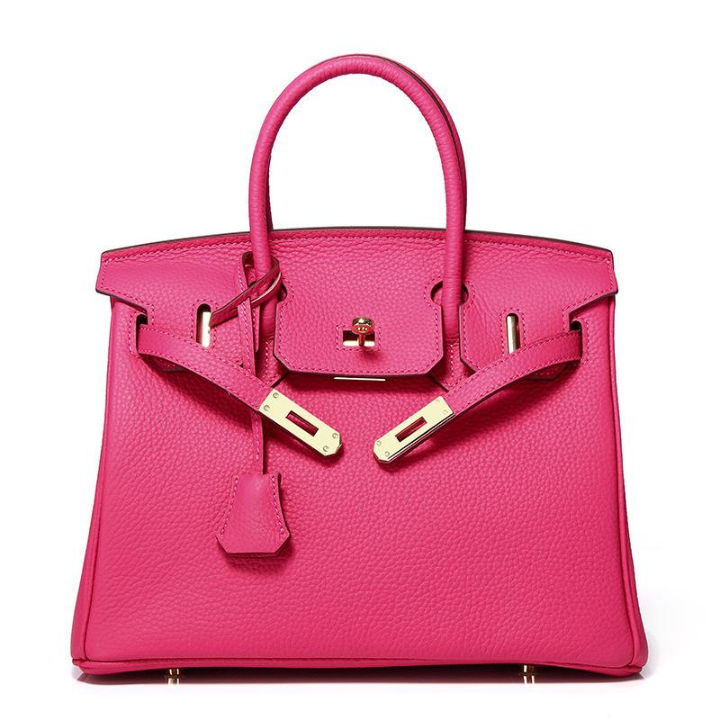 

Сумка через плече з натуральної шкіри Того, ручка для носіння в руці, плечовий ремінь, шкіряна сумка 35x18x25cm рожевий червоний колір