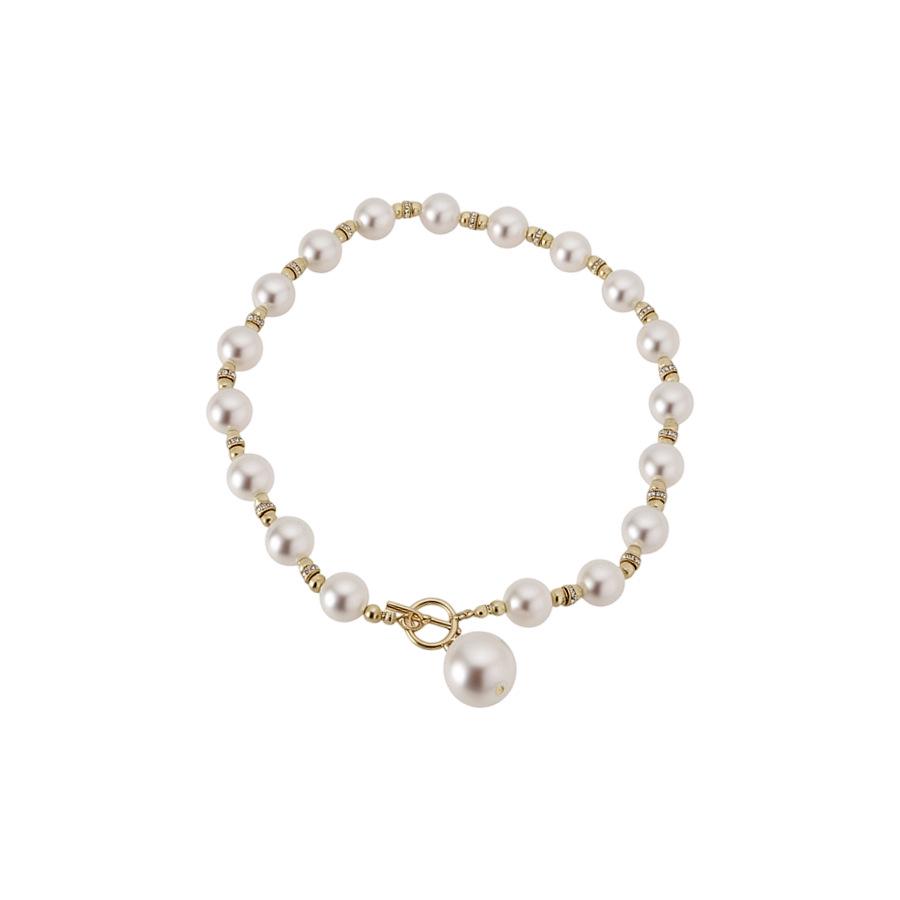 Retro Rhinestone Pearl Beaded Geometric Clasp Collarbone Necklace - Simple, Fashionable, High-End Jewelry