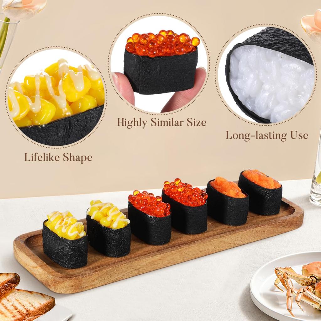 Vaguelly Set of 6 Simulation Sushi Onigiri Plastic Model Food Decorative Perfect for Kitchen and Party Decorations Models, Samples, Toys,