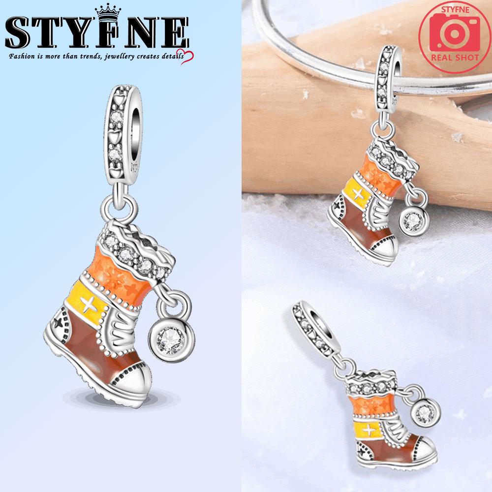 Charms Perles Flocon de Neige Bleu Cuivre Hiver Noël Ruban Convient Bracelet Original Collier Bijoux Fins Femmes Cadeaux Bricolage