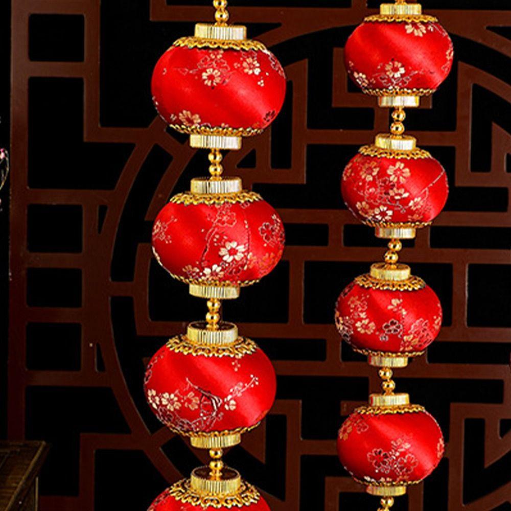 Flocking Plum Blossom Lantern Pendant Chinese Style Round Ball Lantern String  Shopping Mall
