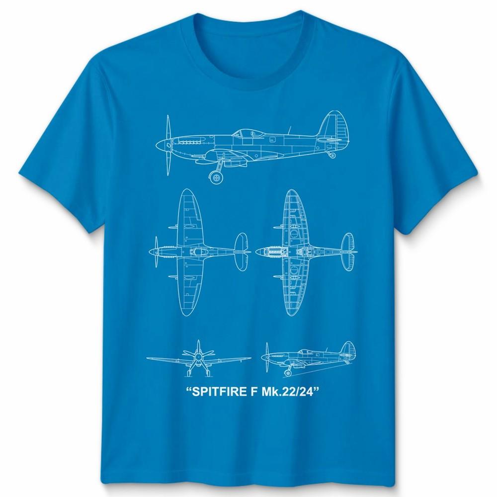 Fighter Aircraft Unisex T Shirt Technical Drawing Blueprint Ww2 Graphic Top