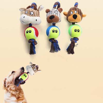 Jouets Populaires pour Chats et Chiens Velours côtelé Tennis Corde en Coton Chien qui Grince des Dents Fournitures pour Animaux de Compagnie Interaction avec le Chien Chiens Cartoon Jouet Jouer