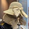 Paper Straw Wide Brim Sun Hat With Bow For Summer Beach Vacation Women