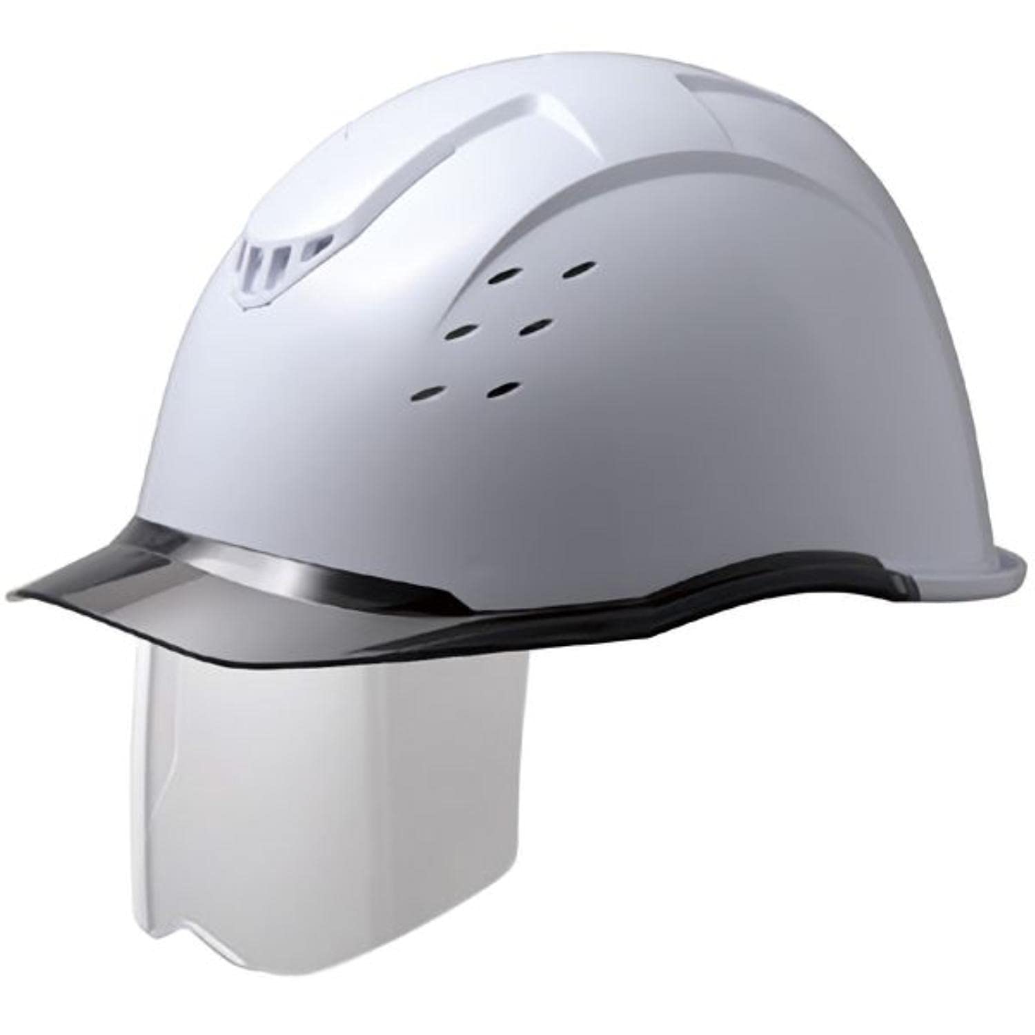 

Midori Anzen Heat-Shielding Work Helmet, PC Shield with Ventilation Holes and Rain Guard, SCH13PCLVS RA, White/Smoke