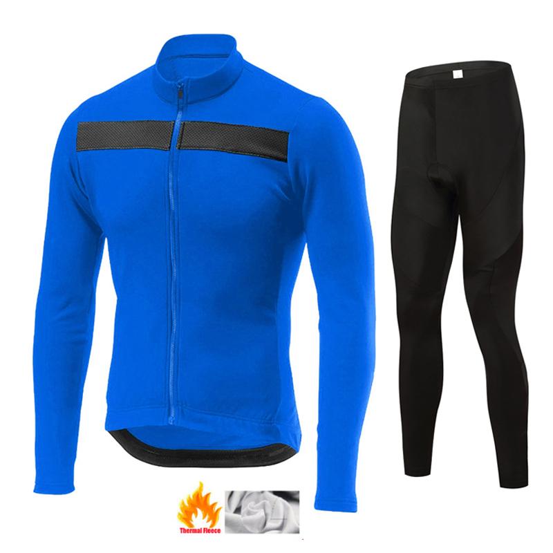 Team Men's Winter Thermal Fleece Cycling Long Sleeve MTB Bicycle Warm Riding Jersey Set Road Bicycle Riding Outdoor Clothing