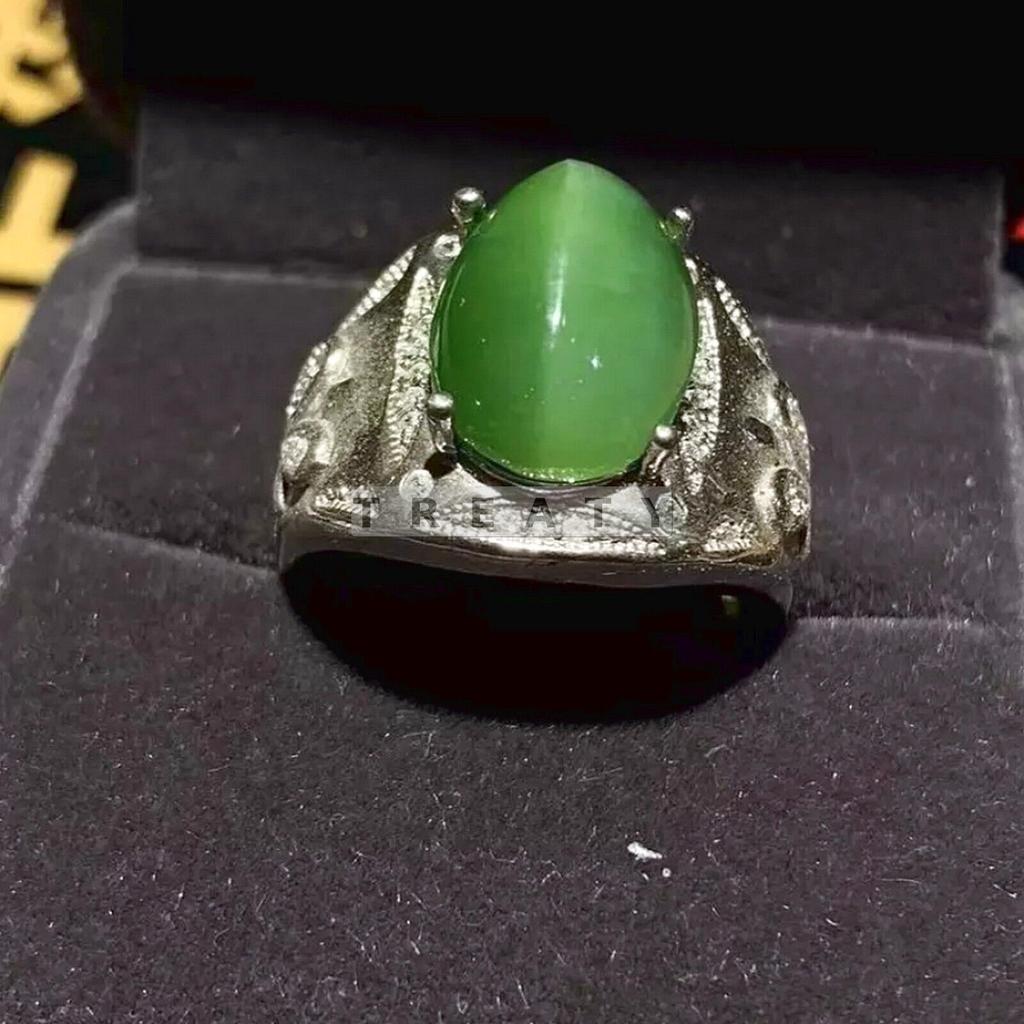 Jade Oval Cut Gemstone With 925 Sterling Silver Ring For Men's #349 JL375732478132