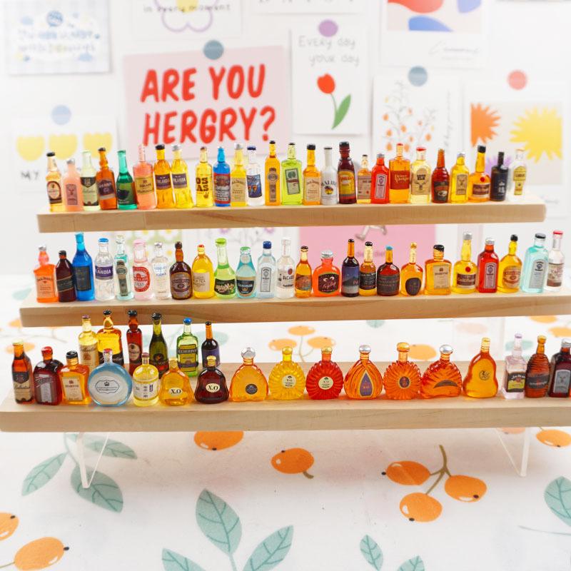 10Pcs Mini Drinks Bottle Dollhouse Decoration Part Dollhouse Pub Bar Decor Model Doll House Accessories Kids Toys