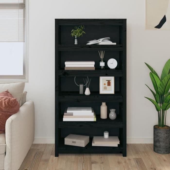 VidaXL Bibliothèque Noir 80x35x154 cm Bois de pin massif 821693