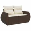 Sofa Set 8 pcs Brown and Cream White Poly Rattan and Steel