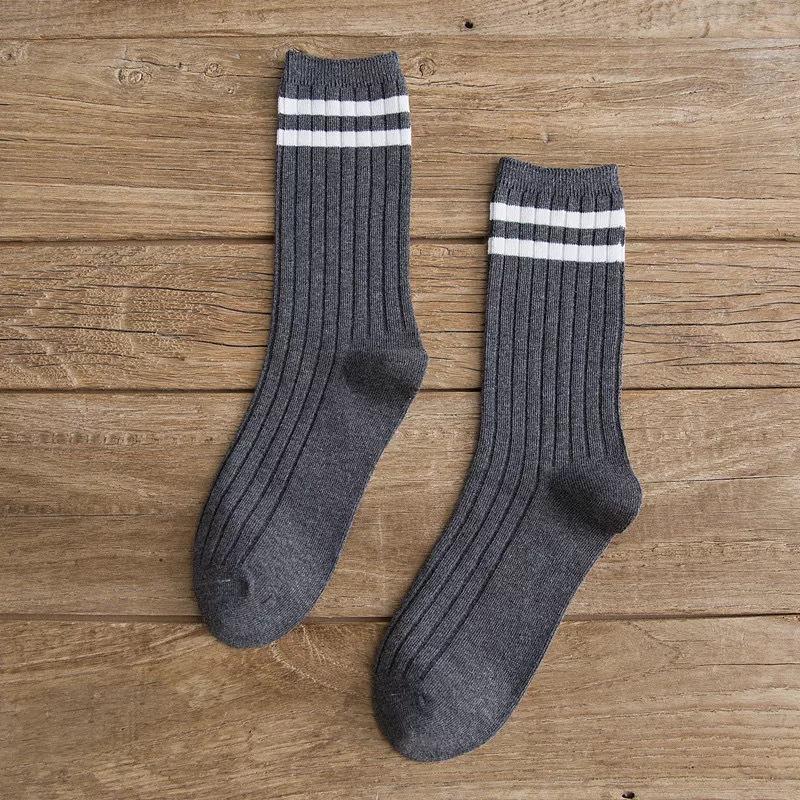 Parallel Bar Socks Medium Tube College Style Retro Color Stacking Socks Trendy Cotton Socks
