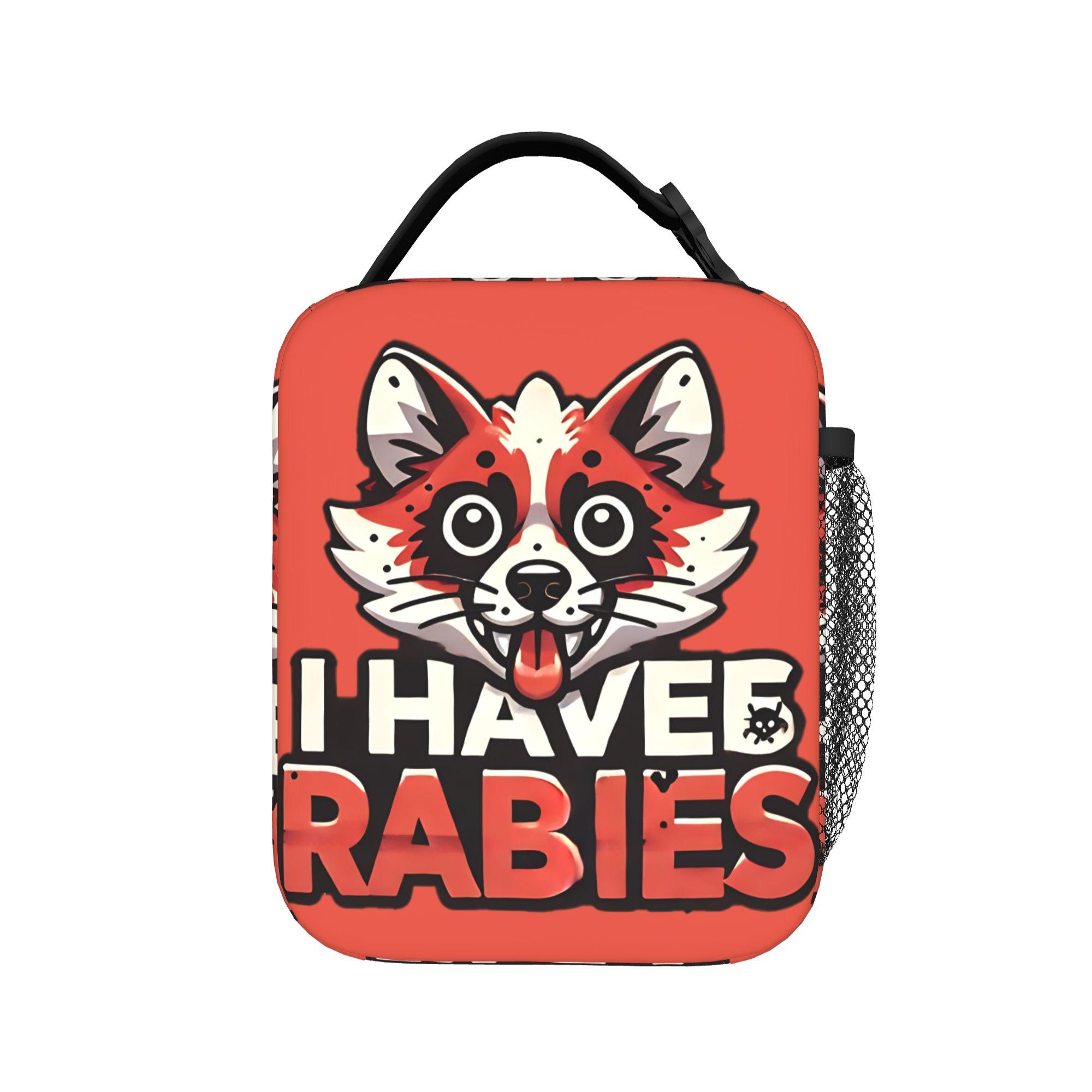 Custom I Have Rabies Funny Animal MemeThermal Insulated Lunch Bag Women Portable Lunch Tote for School Multifunction Food Box One Size