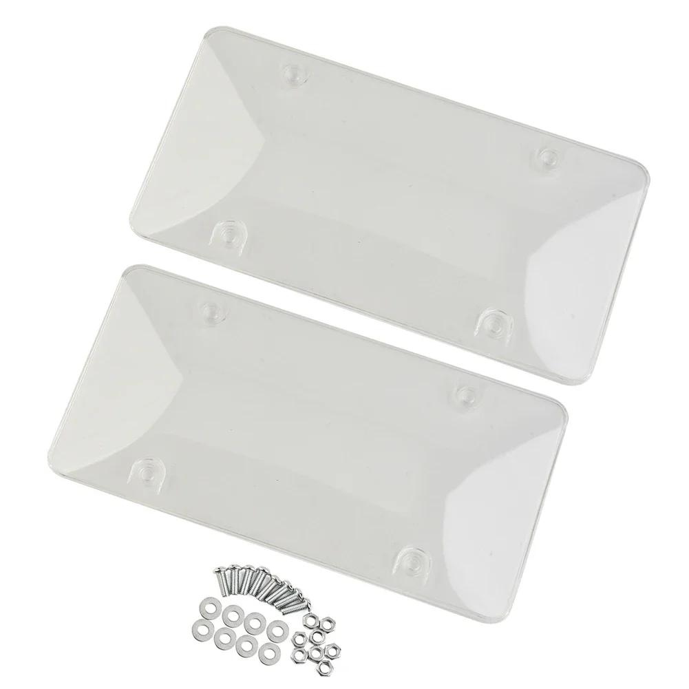 2Pack Car License Plate Tinted Tag Shield Cover Plastic Clear Protector Car License Plate Frame License Plate Accessories