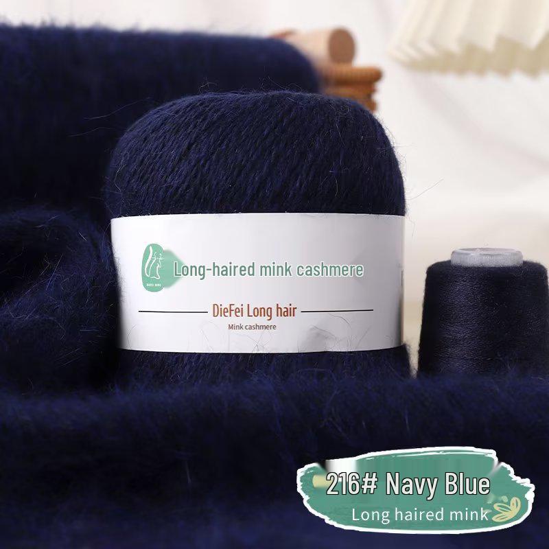 Long-Haired Mink Velvet and Cashmere Yarn: Hand/ Machine-Knitted, Medium-Thick