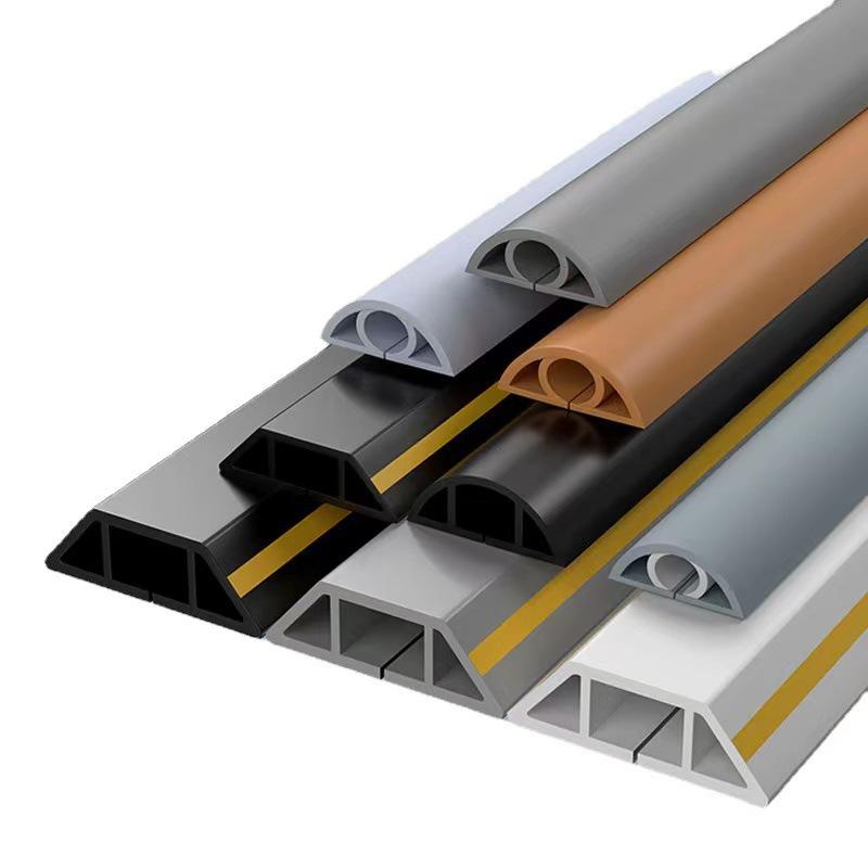 Curved PVC Soft Rubber Wire Duct: Floor Seam Covering, Surface-Mounted, Punch-Free Self-Adhesive.