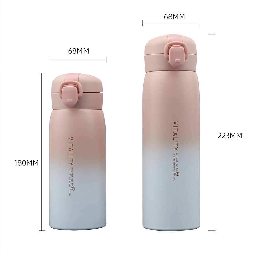 Gradient Color Stainless Steel Flip-top Water Cup for All Ages