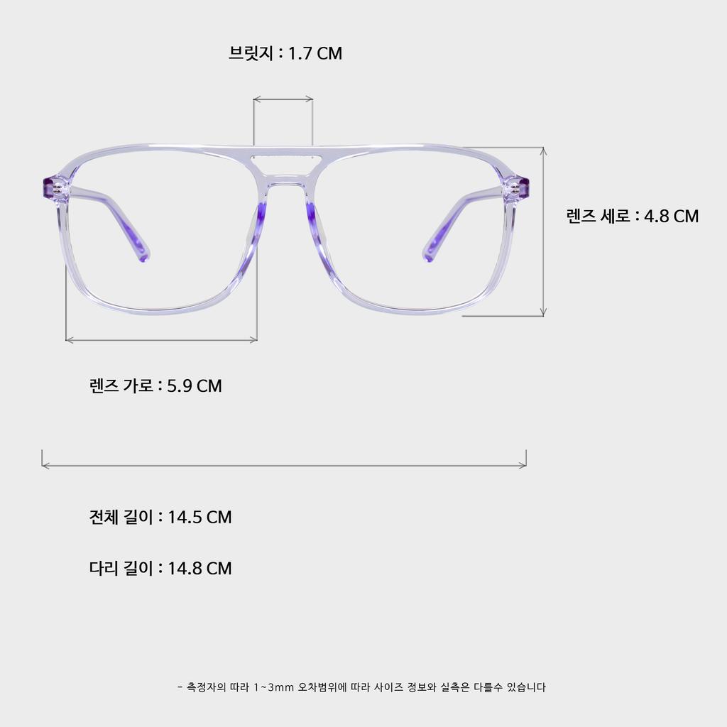 Ilsamsaemem Retro Two-Bridge See-Through Purple Horn-Rimmed Glasses Blue Light Blocking Lenses