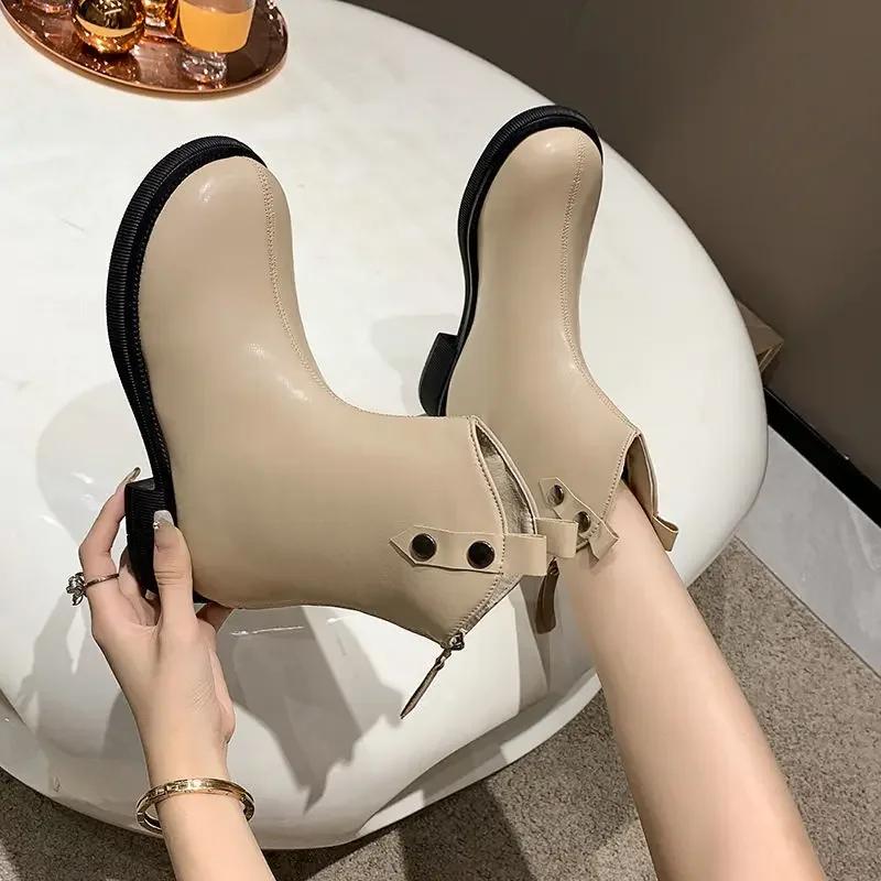 Fashion Women's Ankle Boots Winter 2024 Booties New In Autumn Female Short Shoes Pu Chic and Elegant Designer Luxury On Offer Y2k Goth