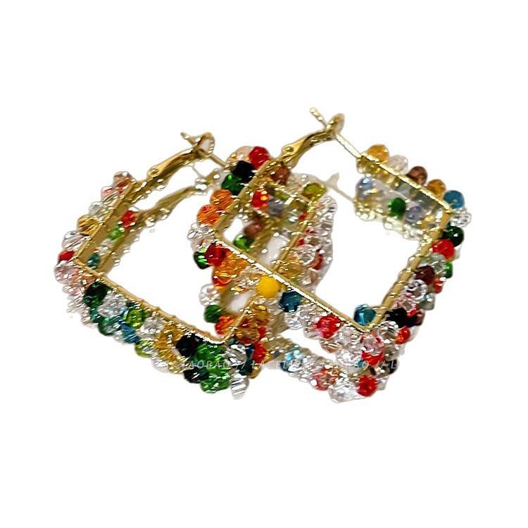 Dopamine Color Zircon Plain Ring Earrings Women's Personality Earrings Temperament Ears