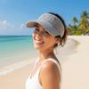 Solid Color Fish Scale Knitted Visor Cap Portable Sunscreen Empty Top Hat Long Brim Sun Cap  Men