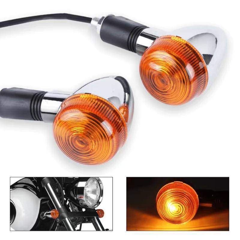 Shockproof 12V Motorcycle Turn Signals 10mm Amber Lights for Cafe Racer Scooter Universal