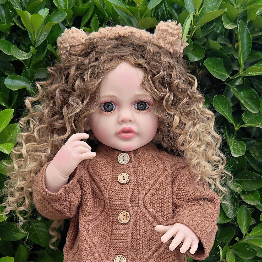 55cm Braune Locken Reborn Mädchenpuppe - DIY Frisur & Verkleidungsspielzeug