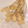 Qiong Yao Hip Hop 26-Letter Square Pendant Necklace, Clavicle Chain, 18K Gold Plated Titanium Steel.