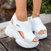 22 Summer New Knitted Fish Mouth Shoes Fairy Style Muffin Sole Elegant Flying Wedge Platform Sports Sandals