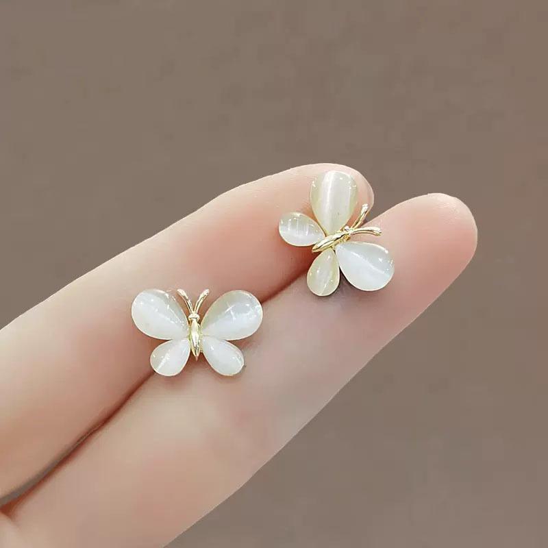 Butterfly Brooch, Women's Exquisite Mini Cat's Eye Stone Collar Anti-glare Clasp, Invisible Leak-proof Summer Fixed Clasp