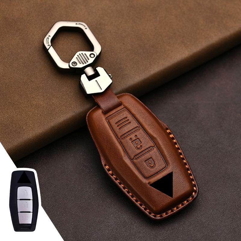 Genuine Leather Protector for Mitsubishi Lancer 10 Outlander Ex Asx Rvr Eclipse Cross Pajero Sport L200 Key Case Cover Fob