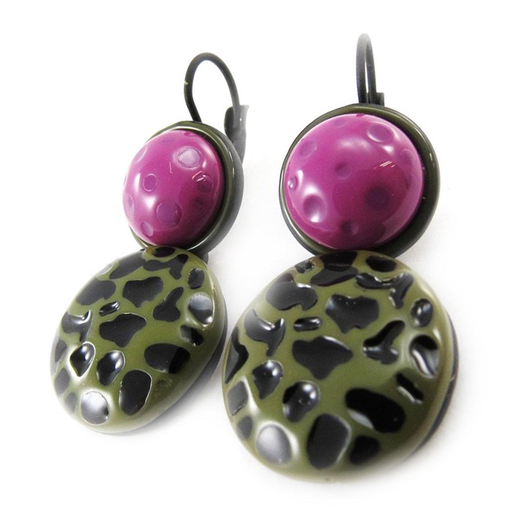 NOA [J1764] - Purple Green 'Safari' Designer Earrings