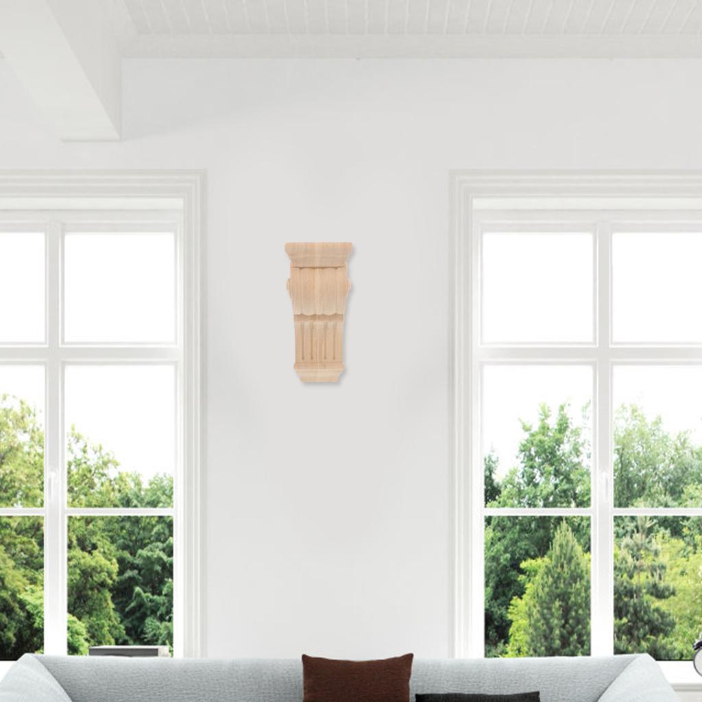 8X17X8Cm Solid Wood Column Capitals Decorative Corbels Carved Wooden Corner Brackets Furniture Overlays Home Appliques Wood Trim