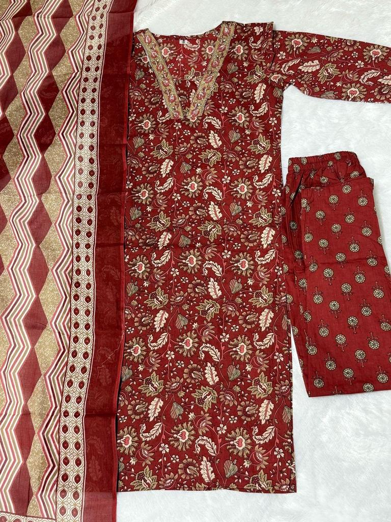 Women's Designer Party Wear Kurta Pant Dupatta Set Indian Pakistani  Kurti Salwar Kameez